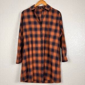 ALLSAINTS Shirt Dress Womens 4 Braxon Plaid Asymmetric‎ Grunge Baddie Indie Alt